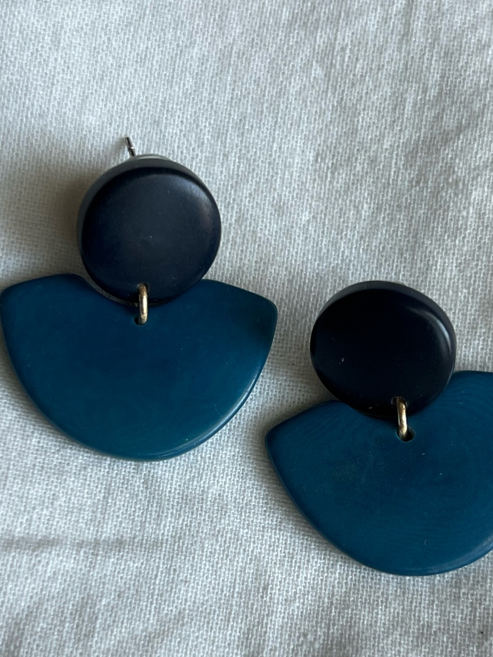 Bold Teal & Black Geometric Drop Earrings - Noonday